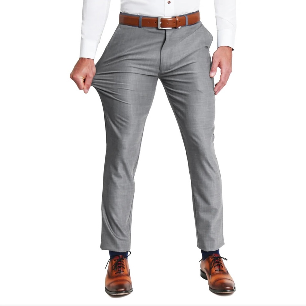 State & Liberty Athletic Stretch Suit Pants in Heathered Grey